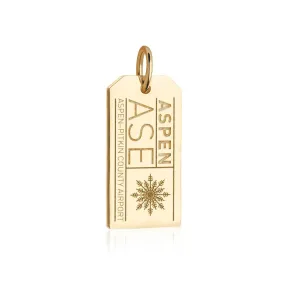 Aspen Colorado USA ASE Luggage Tag Charm Gold