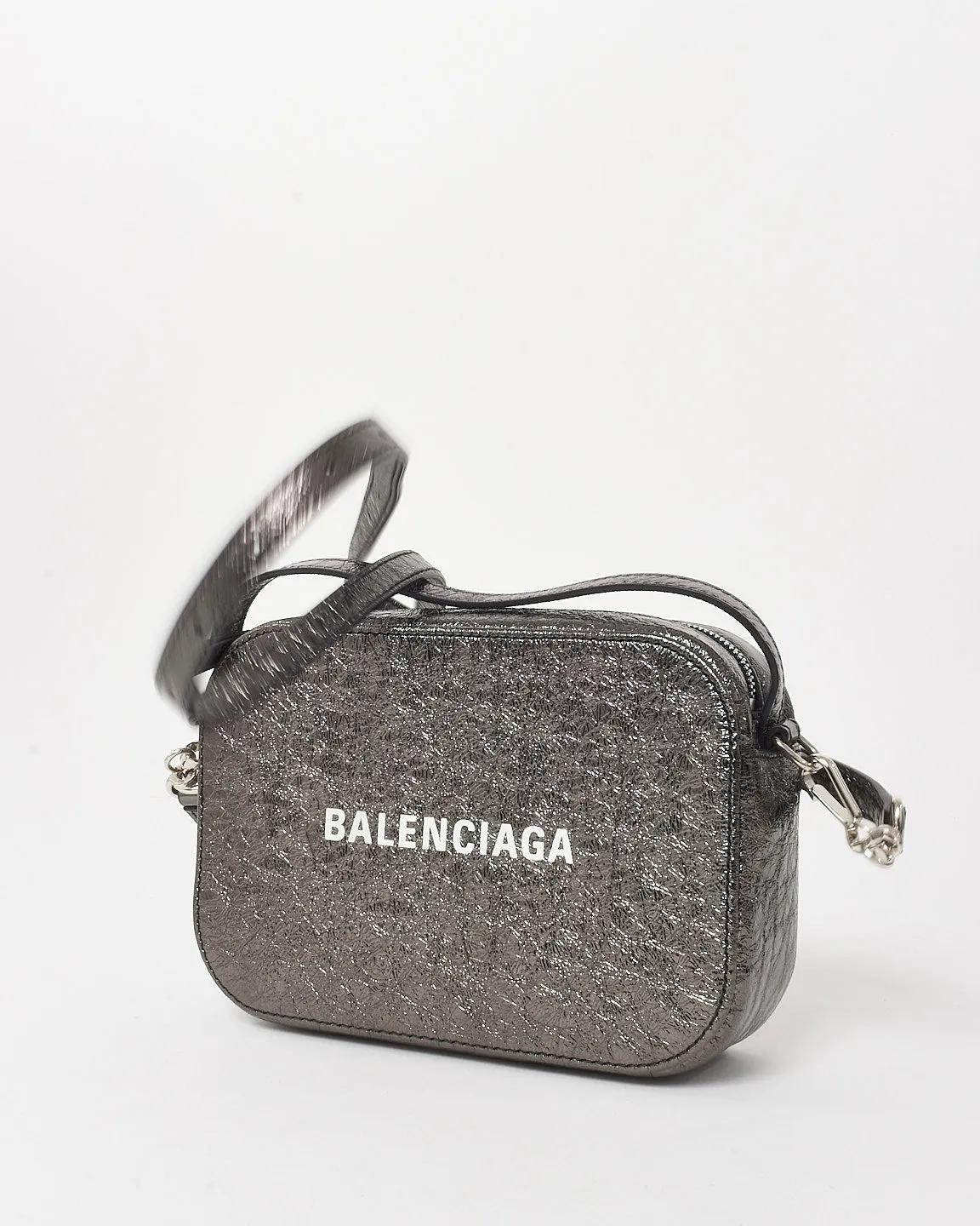 Balenciaga Black Metallic Textured Calfskin Leather Everyday XS Camera Bag