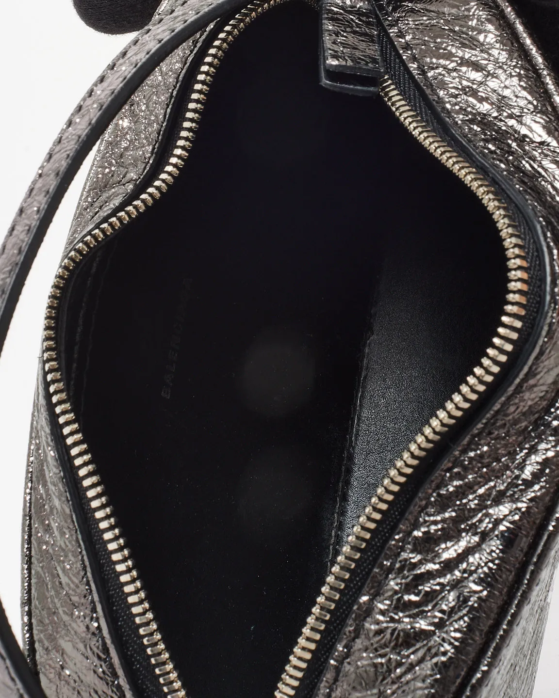 Balenciaga Black Metallic Textured Calfskin Leather Everyday XS Camera Bag