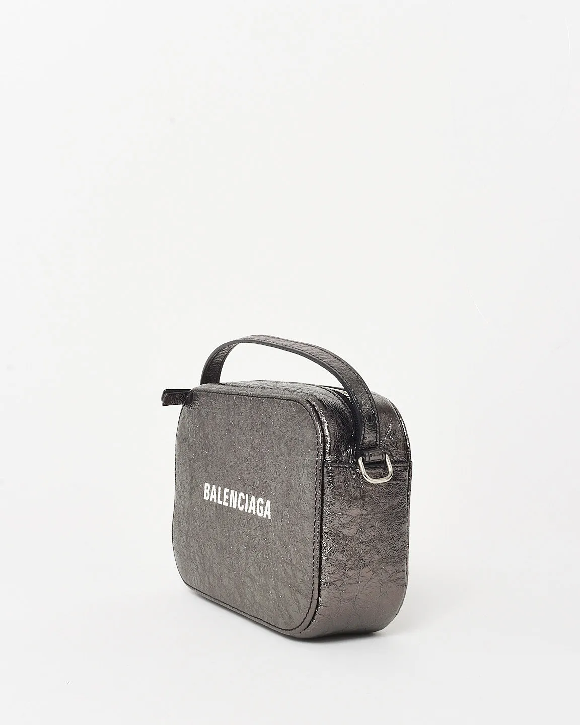 Balenciaga Black Metallic Textured Calfskin Leather Everyday XS Camera Bag