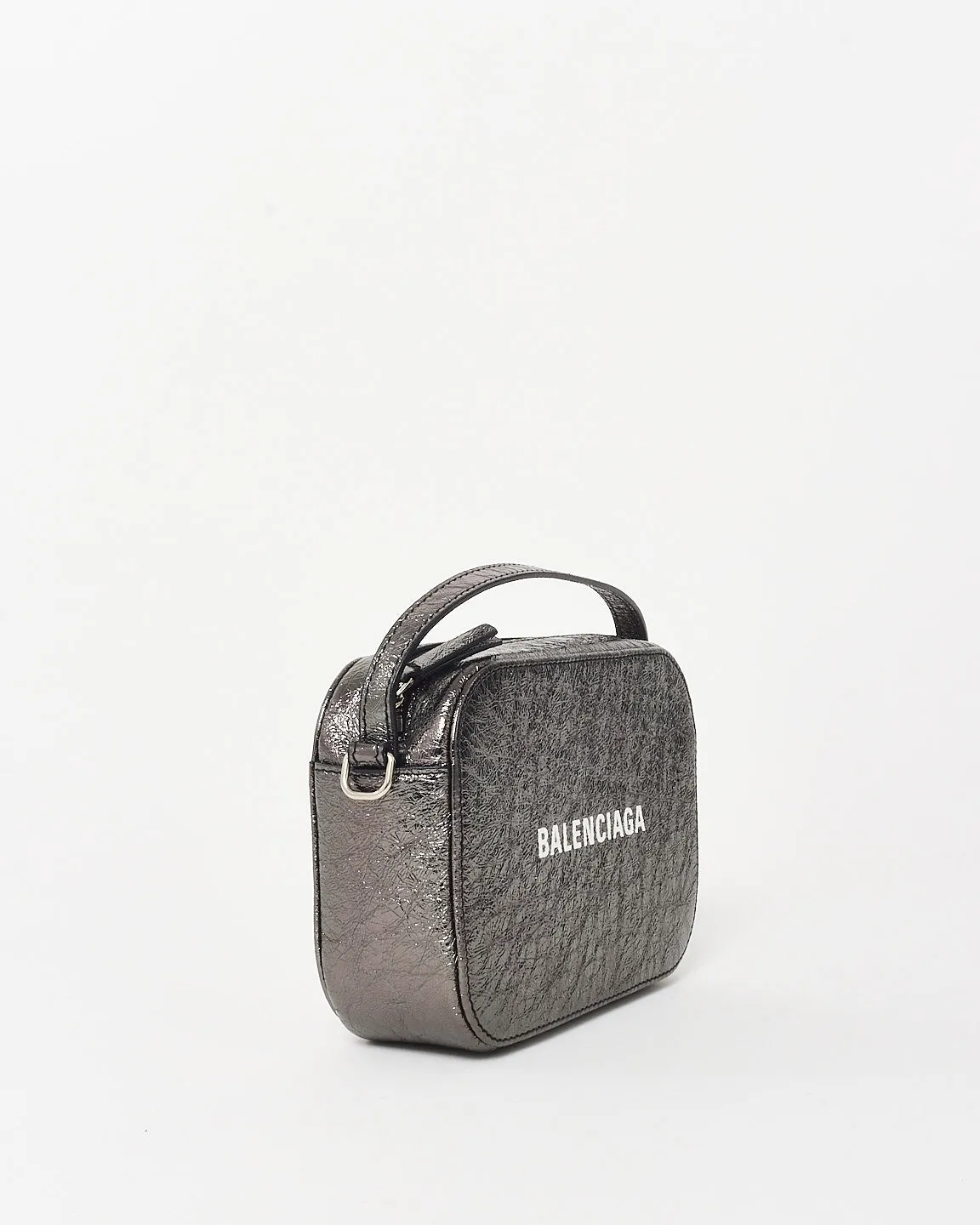 Balenciaga Black Metallic Textured Calfskin Leather Everyday XS Camera Bag