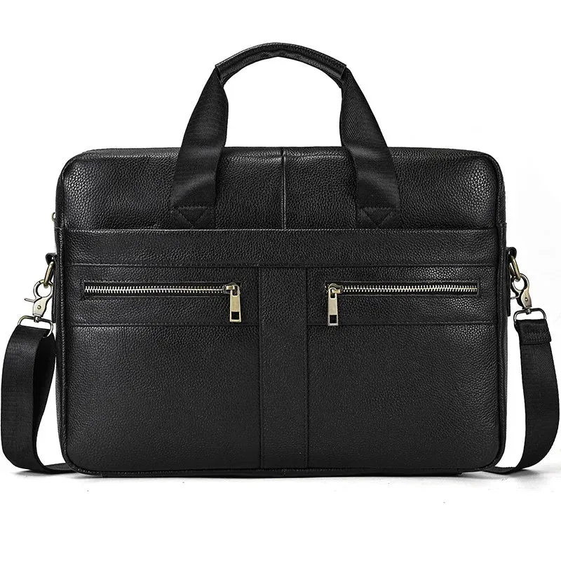 Men's Business Briefcase Fit 15" Laptop Genuine Leather Handbag