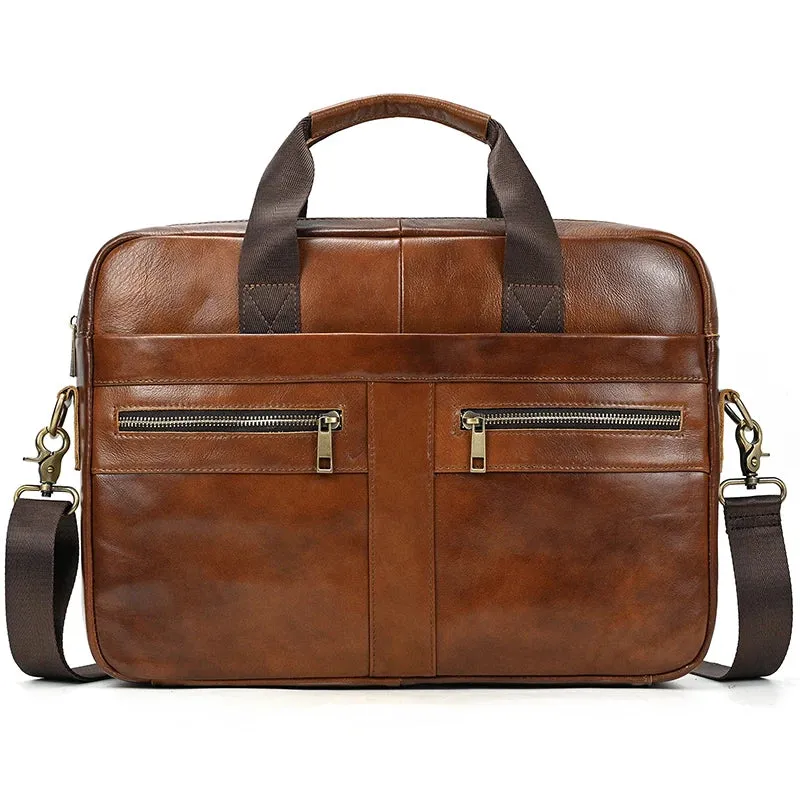 Men's Business Briefcase Fit 15" Laptop Genuine Leather Handbag