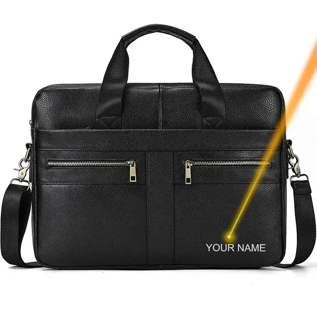 Men's Business Briefcase Fit 15" Laptop Genuine Leather Handbag