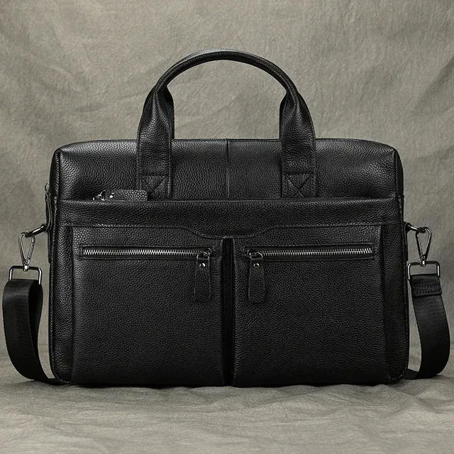 Men's Business Briefcase Fit 15" Laptop Genuine Leather Handbag