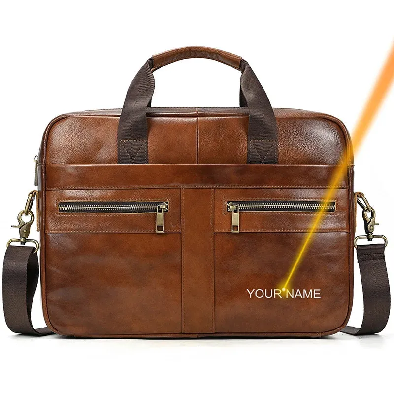 Men's Business Briefcase Fit 15" Laptop Genuine Leather Handbag
