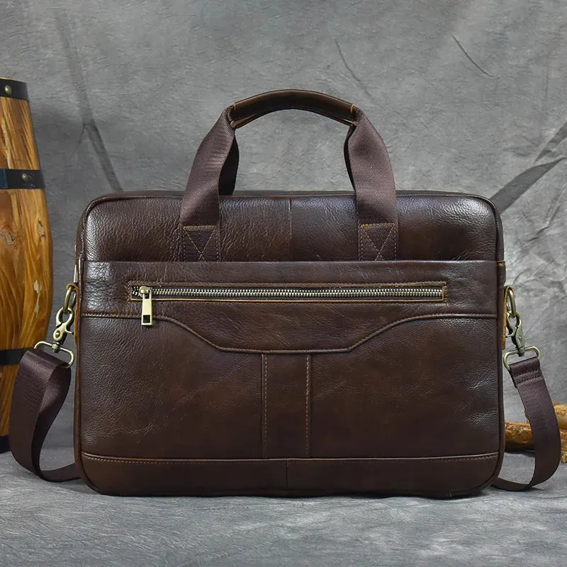Men's Business Briefcase Fit 15" Laptop Genuine Leather Handbag