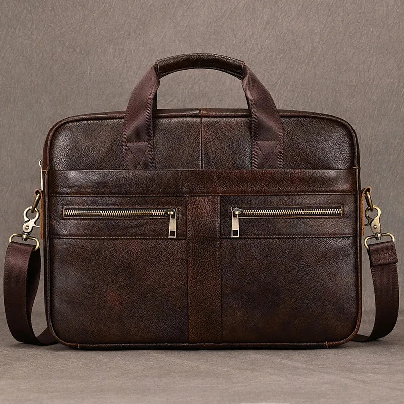 Men's Business Briefcase Fit 15" Laptop Genuine Leather Handbag