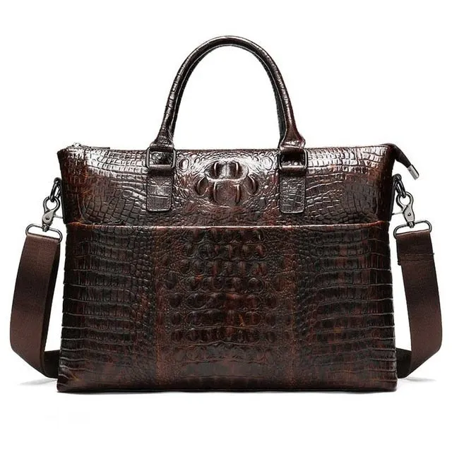 MVA Male Briefcase Bag Men's Genuine Leather Bag for Men Leather Laptop Bags Office Bags for Men Crocodile Pattern Handbag